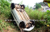 Mangaluru : Lucky escape for driver as car runs off road near Kuntikan